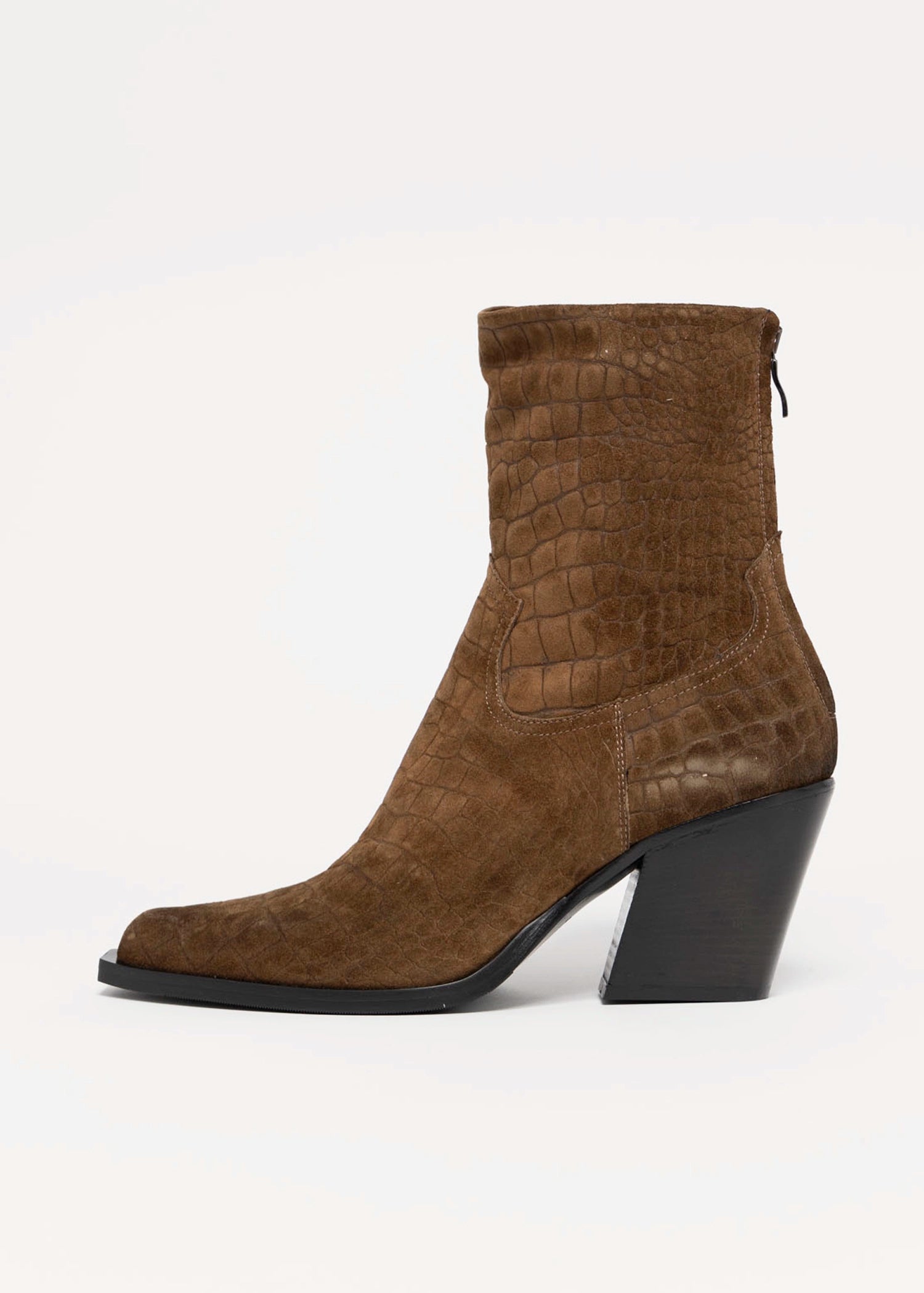 swatch_Camel Croco Suede l'idea western heeled boot