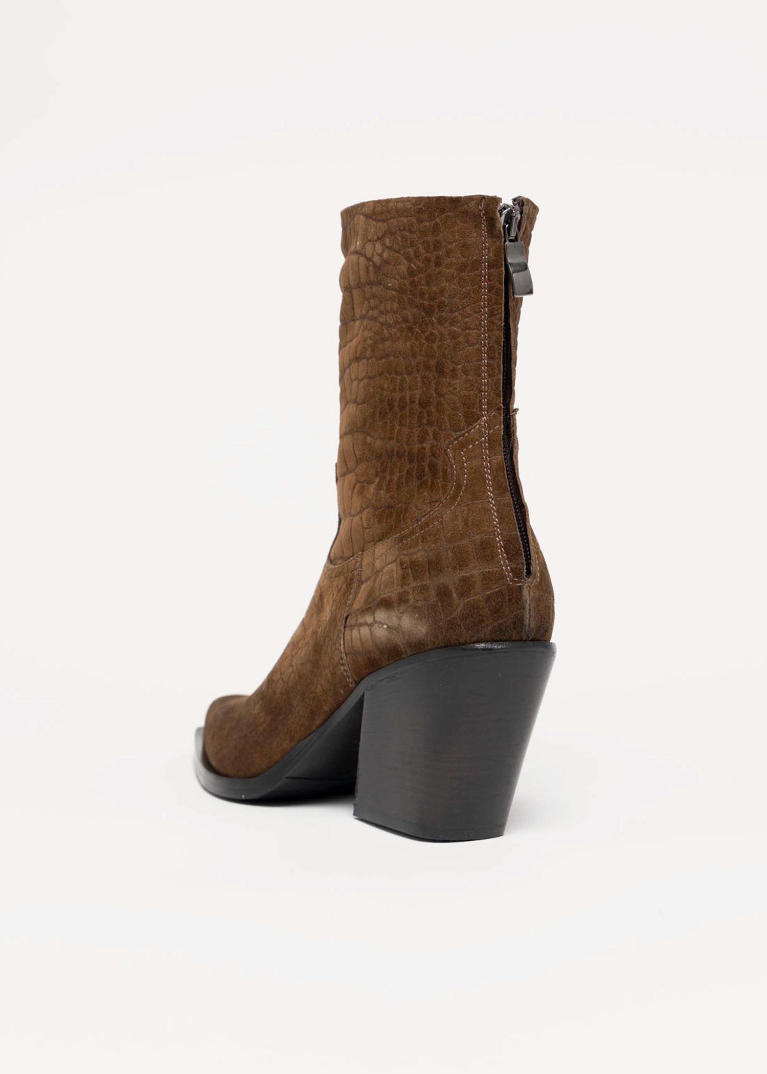 swatch_Camel Croco Suede l'idea western heeled boot