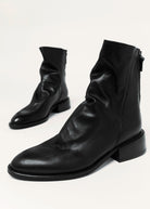 swatch_Black Leather l'idea ruched ankle boot
