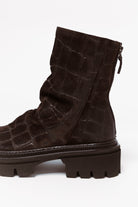 swatch_Brown Croco l'idea lug sole ankle boot