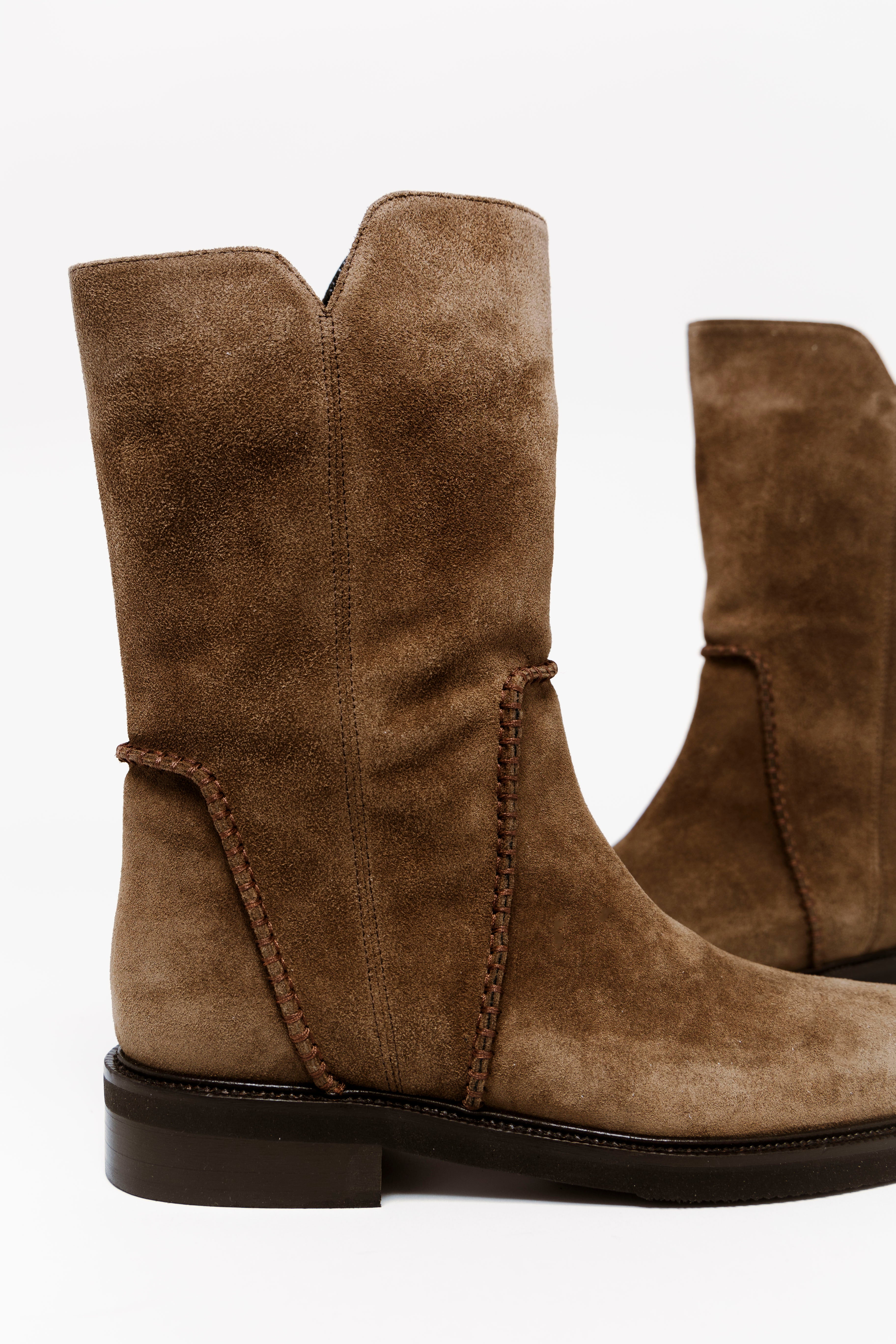 swatch_Taupe Suede l'idea mid calf boot