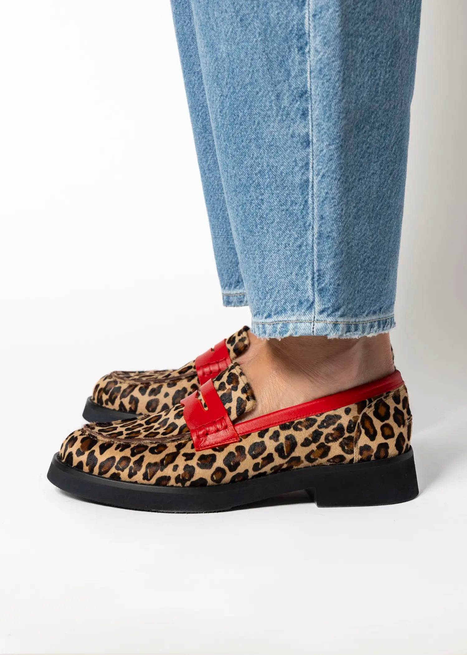 swatch_leopard/red leopard penny loafer flat shoes