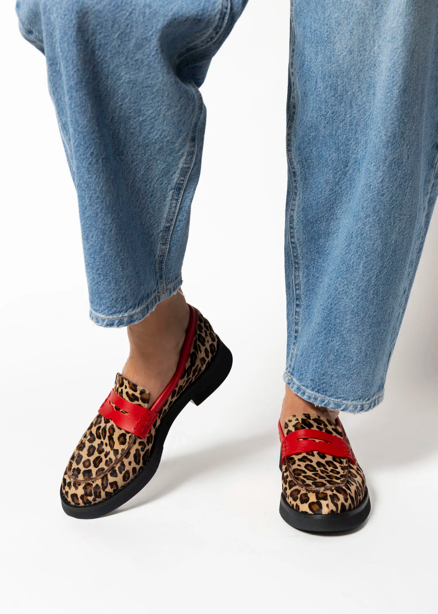 swatch_leopard/red leopard penny loafer flat shoes