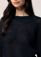 swatch_Navy sanctuary soleil open knit sweater