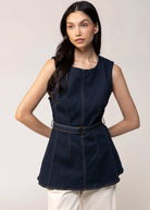 swatch_Denim belted denim top