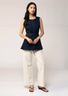 swatch_Denim belted denim top