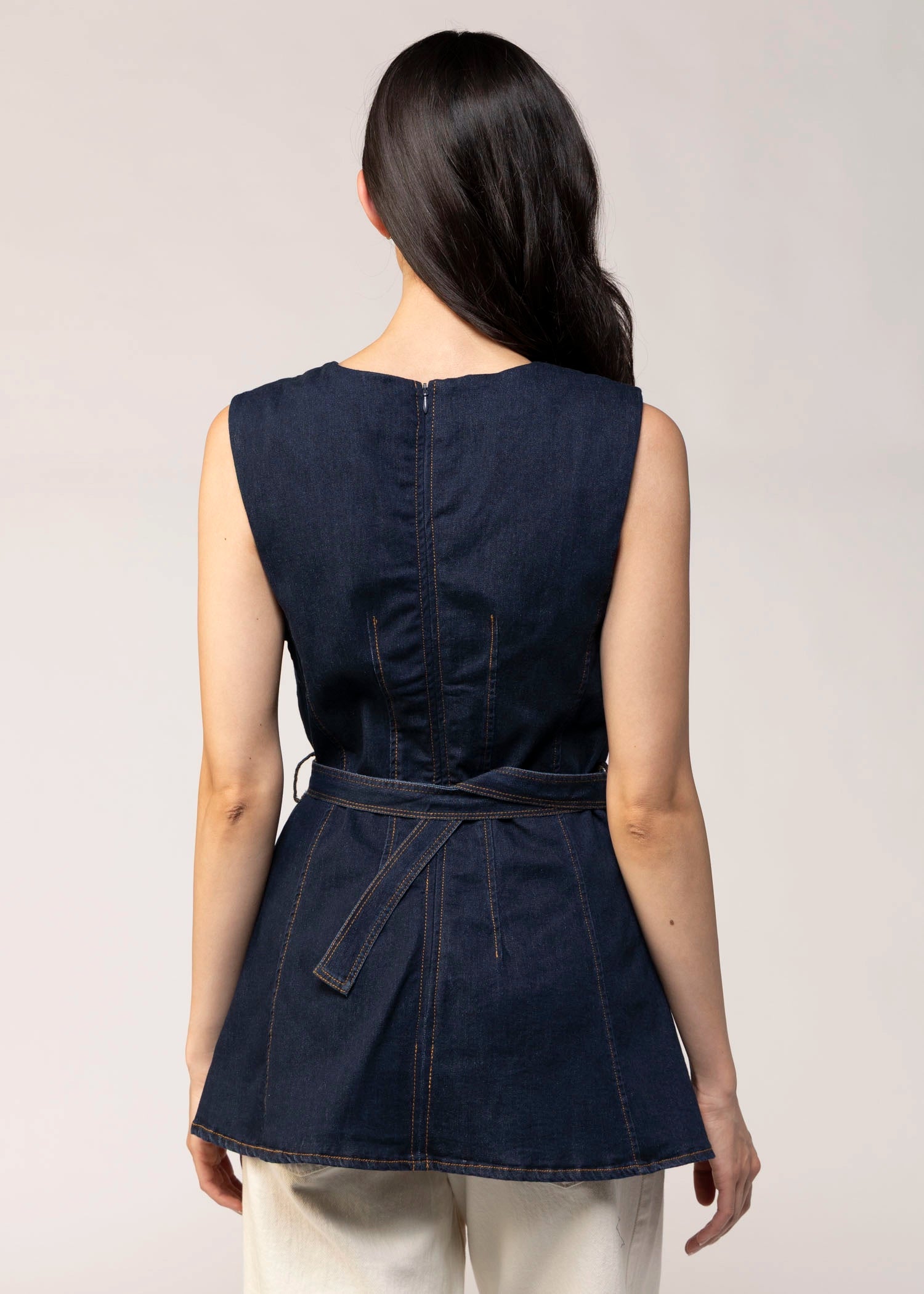 swatch_Denim belted denim top