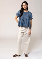 swatch_Denim pleated denim top