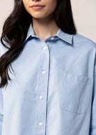 swatch_Light Blue cropped button down shirt