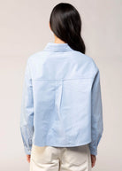 swatch_Light Blue cropped button down shirt