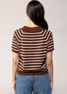 swatch_Brown/Cream striped knit polo