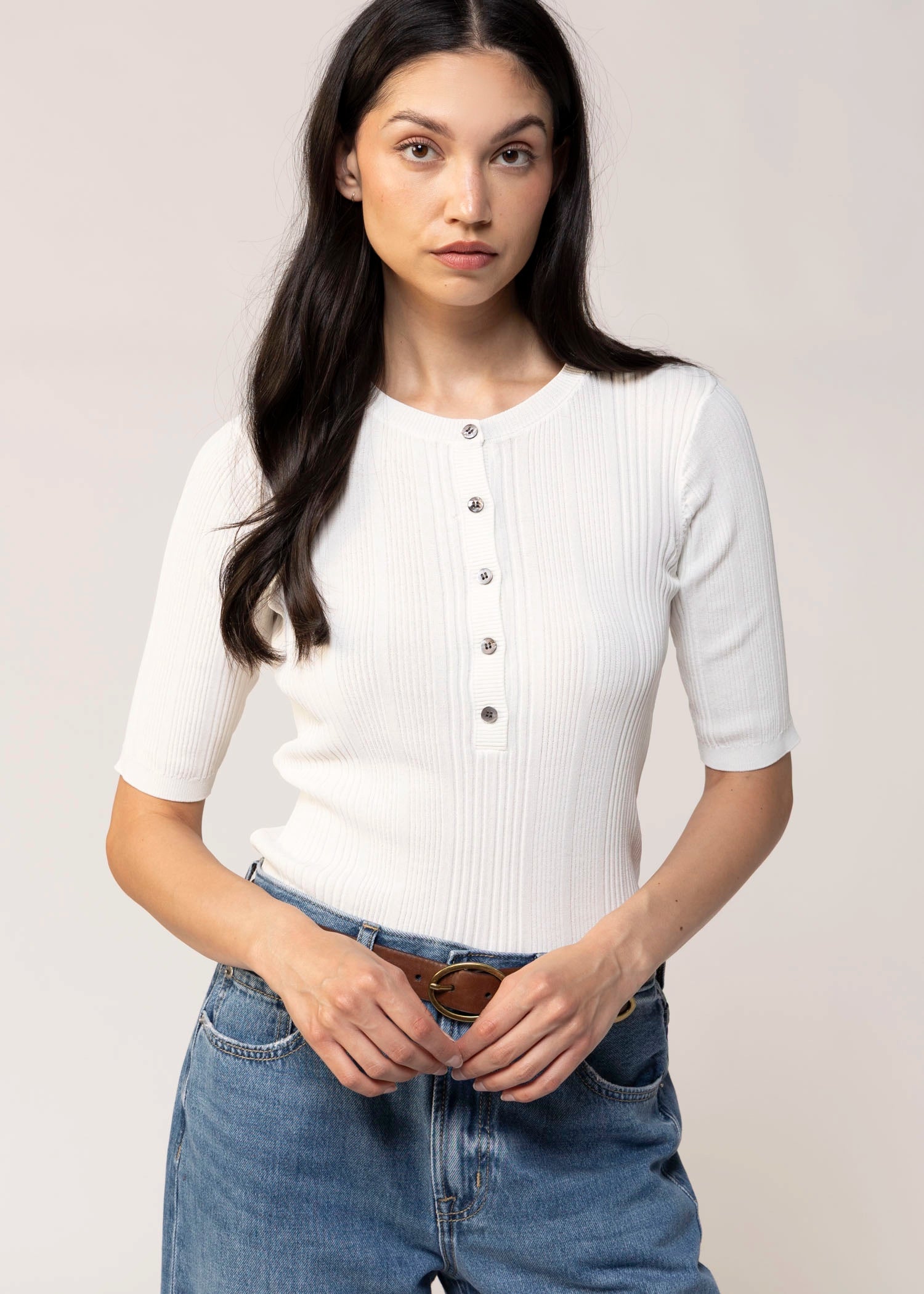 swatch_Chalk sanctuary air of ease knit henley shirt
