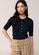 swatch_Navy sanctuary air of ease knit henley shirt