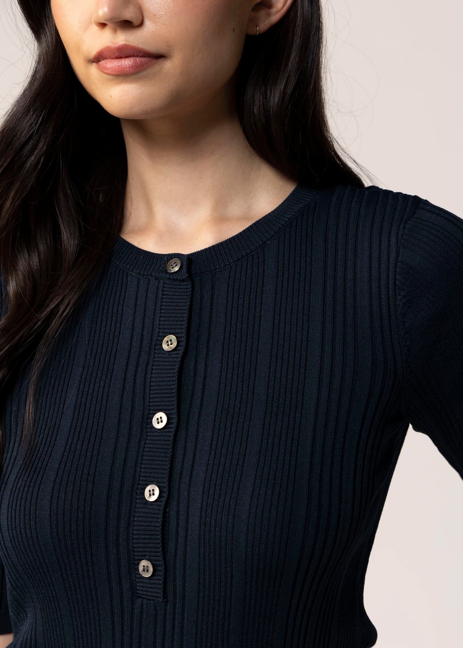 swatch_Navy sanctuary air of ease knit henley shirt