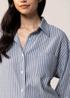 swatch_Blue/Ivory striped button down shirt