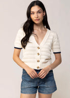 swatch_Eggshell heartloom solari knit short sleeve cardigan