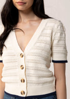 swatch_Eggshell heartloom solari knit short sleeve cardigan