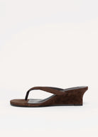 swatch_Espresso Suede tony biango edgy thong wedge sandal