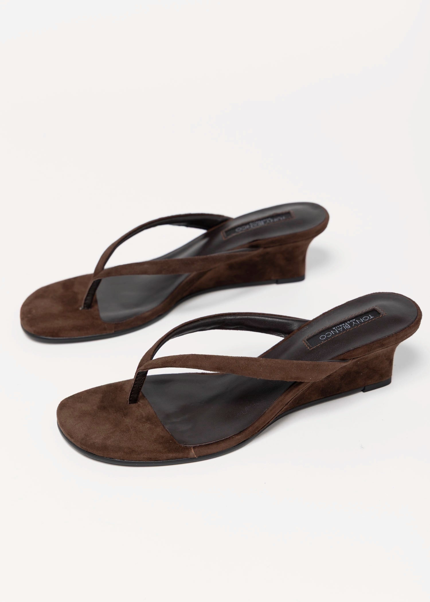 swatch_Espresso Suede tony biango edgy thong wedge sandal
