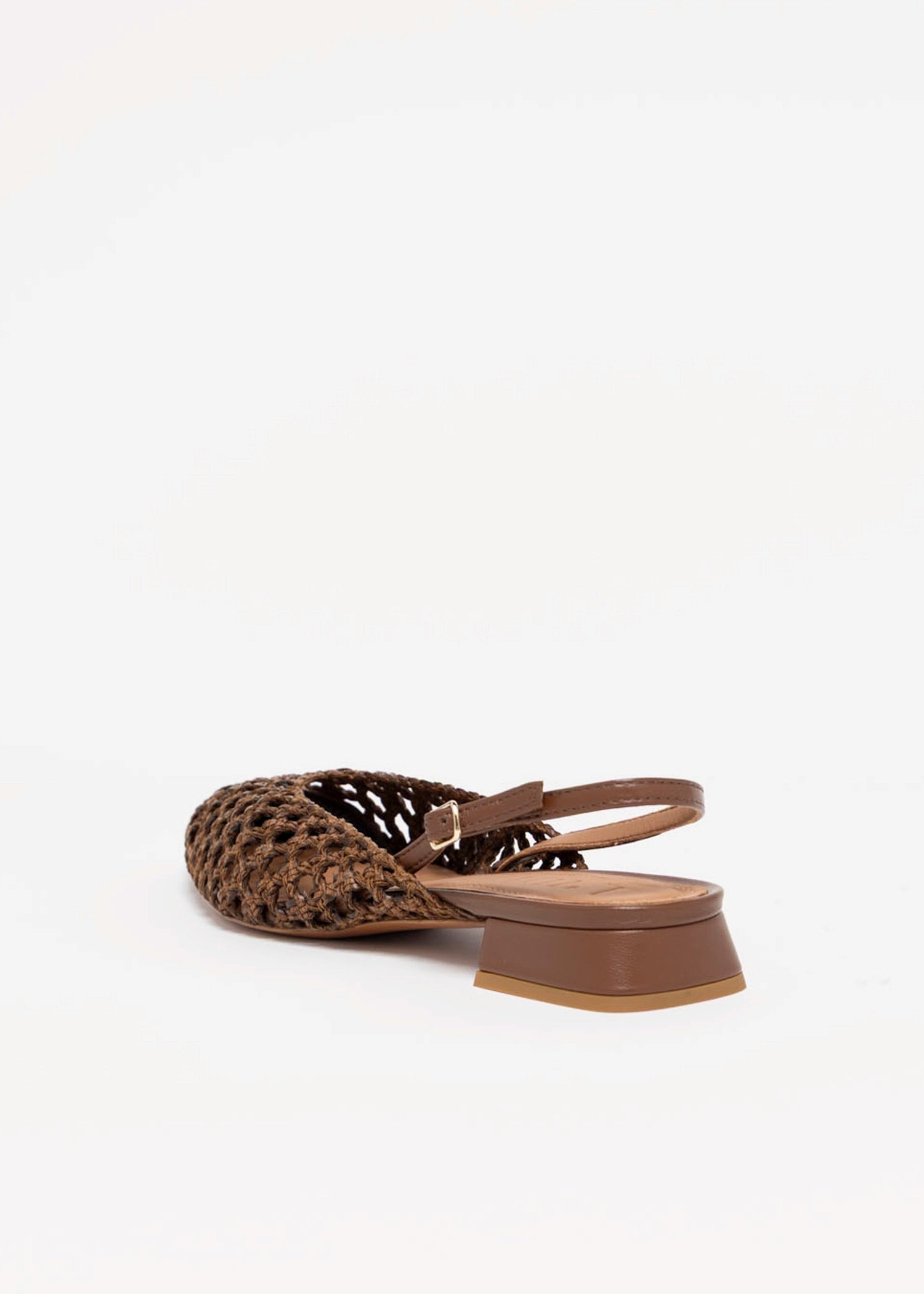 swatch_Brown leather lussy woven slingback flat shoes