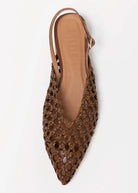 swatch_Brown leather lussy woven slingback flat shoes