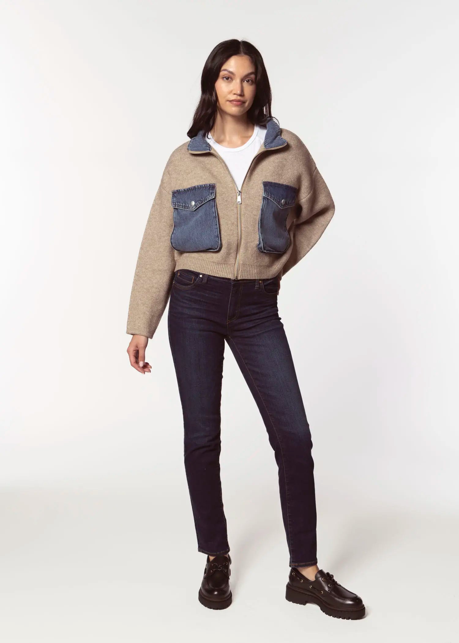 swatch_Dark Sand glow up sweater jacket apparel