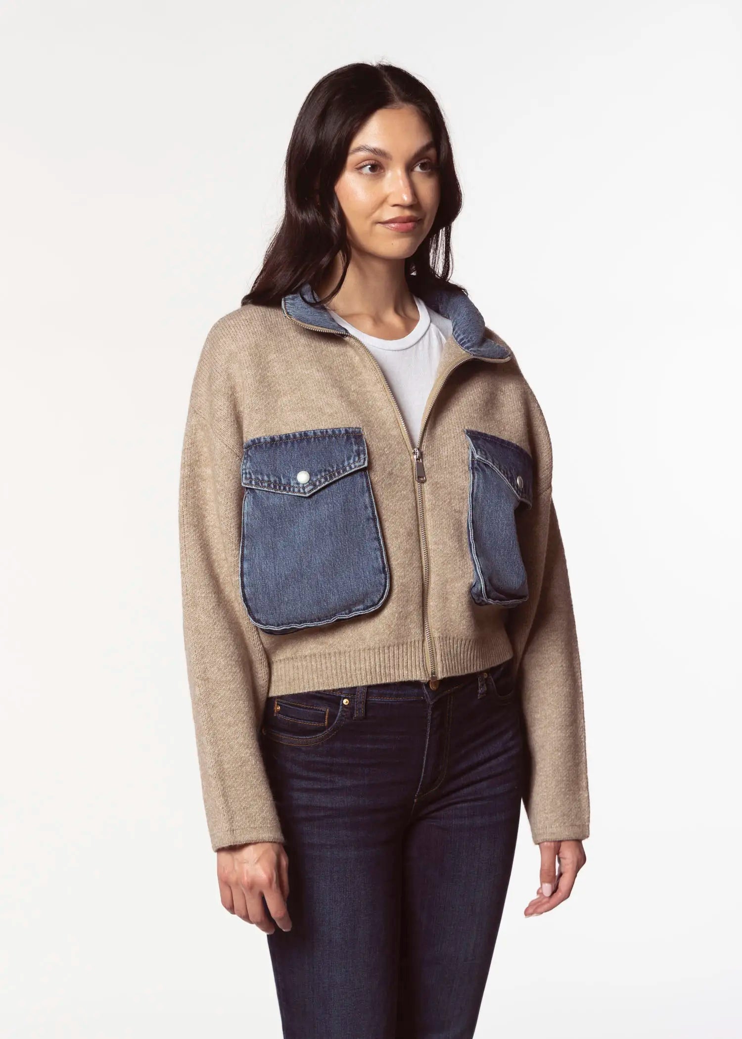 swatch_Dark Sand glow up sweater jacket apparel