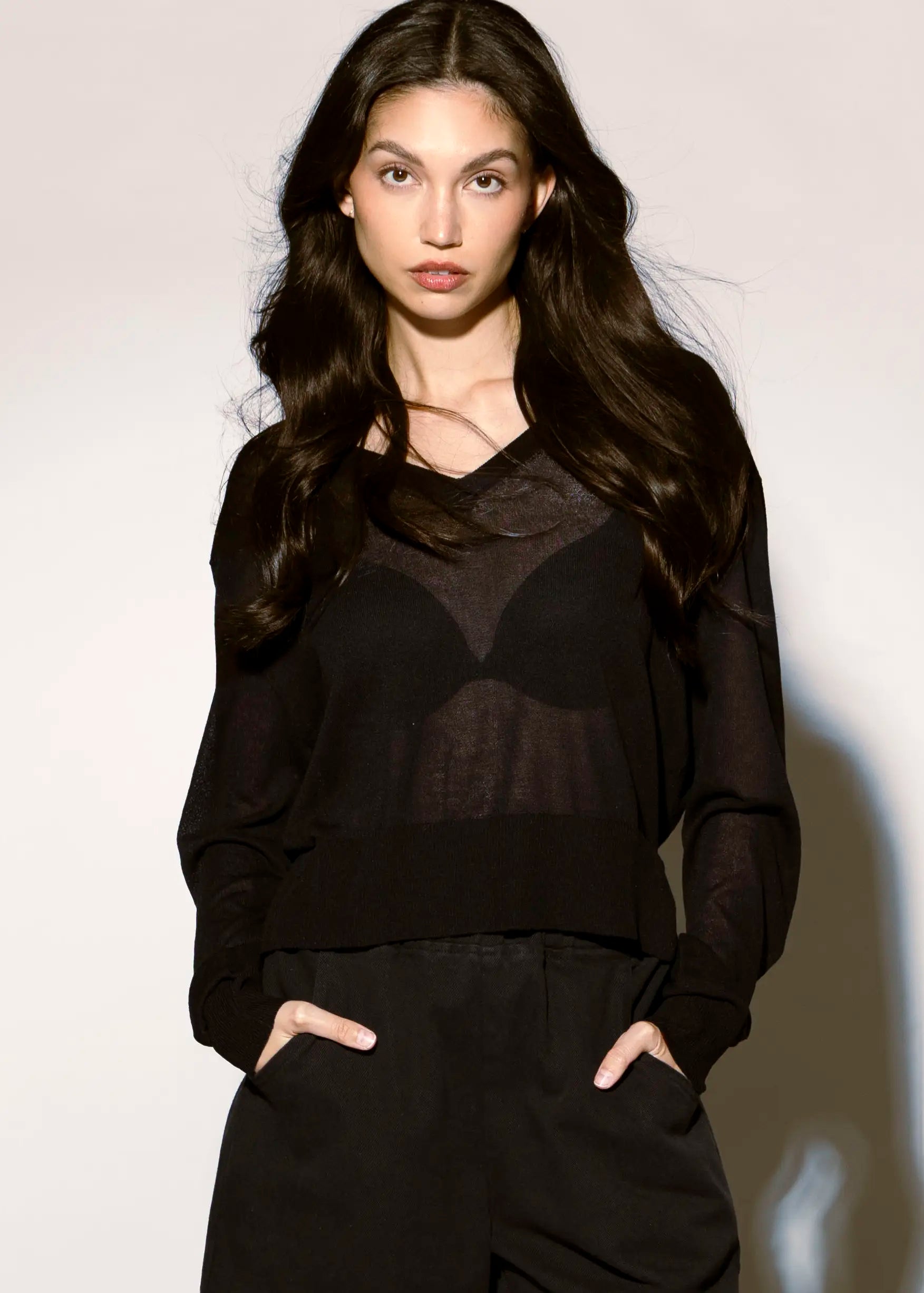 swatch_Black deluc granadella sheer sweater