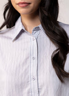 swatch_Silver/Blue pinstripe cropped button down shirt