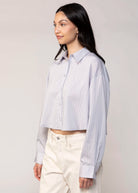 swatch_Silver/Blue pinstripe cropped button down shirt