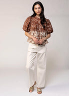 swatch_Brown/Cream ellie floral blouse