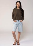 swatch_Dark Olive perfect white tee ziggy reverse fleece sweatshirt