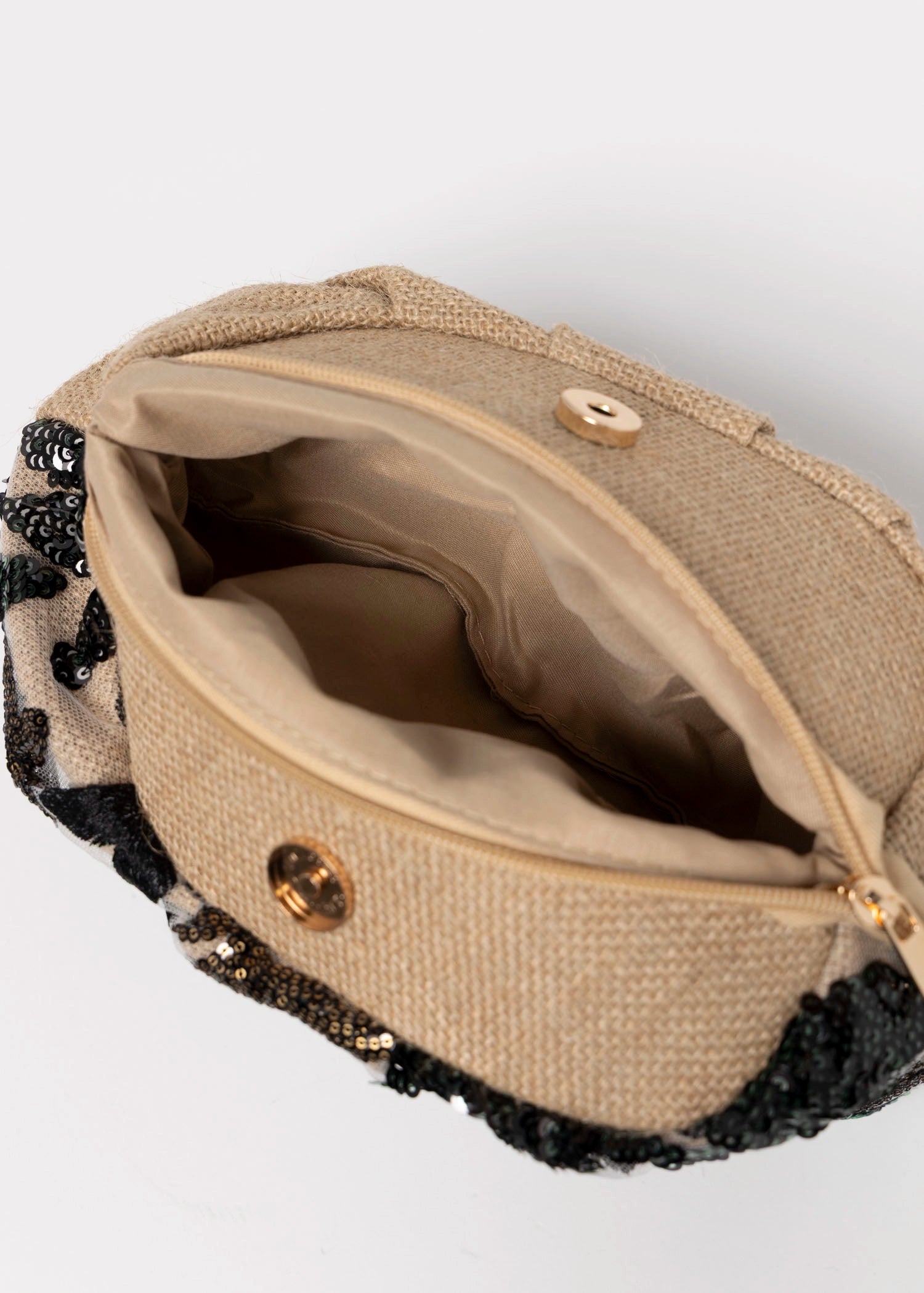 swatch_Black cosai floral sequin evening clutch bag