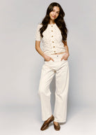 swatch_Eggshell heartloom dana short sleeve knit cardigan