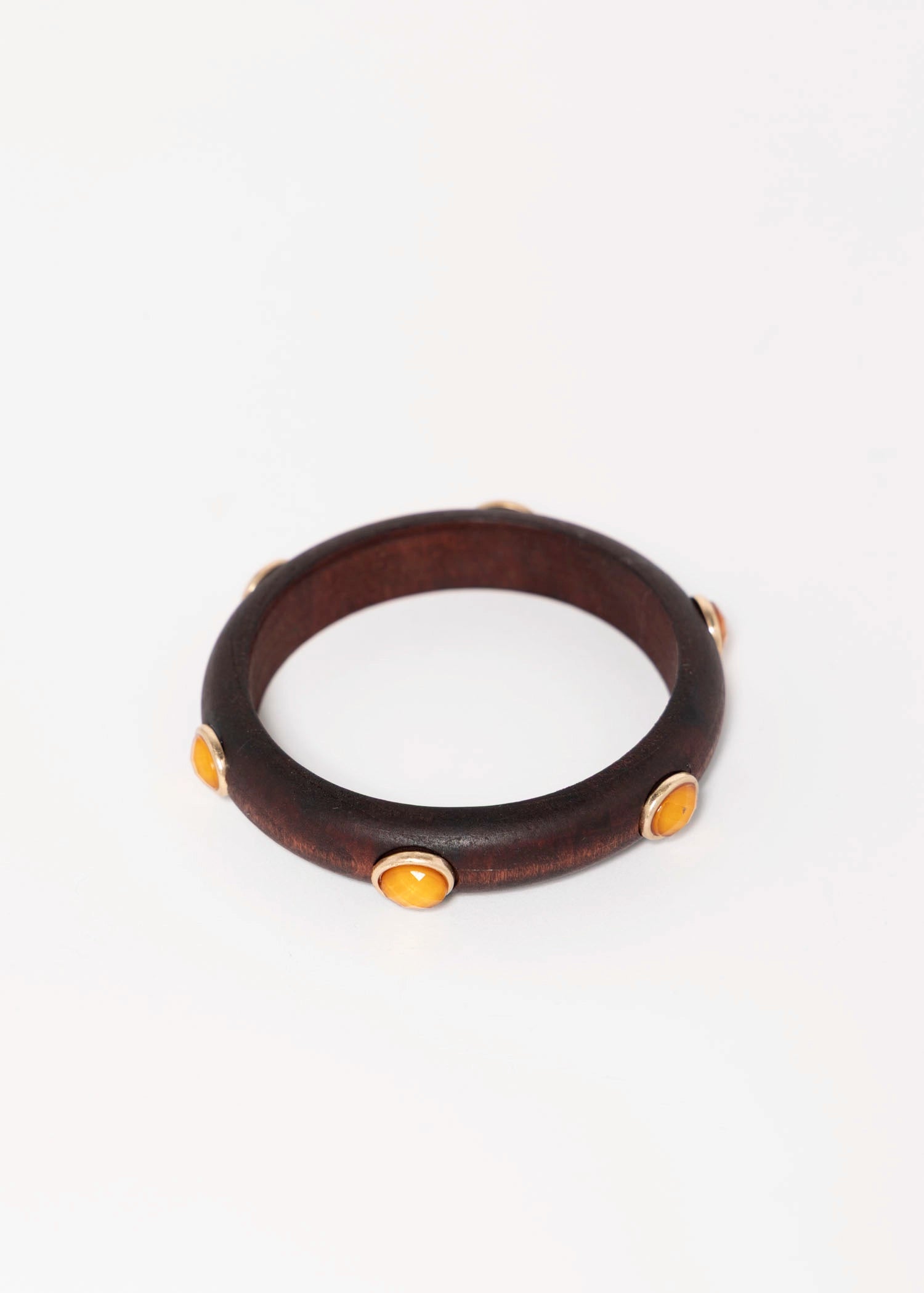 swatch_Dark Brown wood bangle with beads