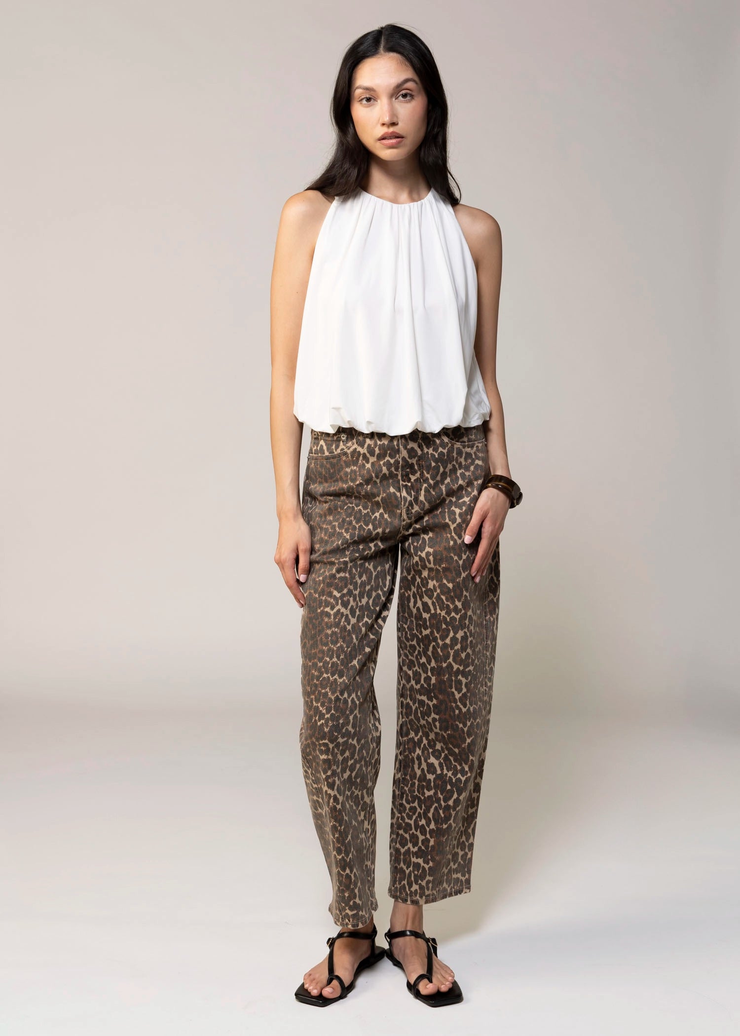 swatch-Off White bubble hem tank