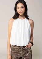swatch-Off White bubble hem tank