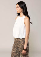 swatch-Off White bubble hem tank