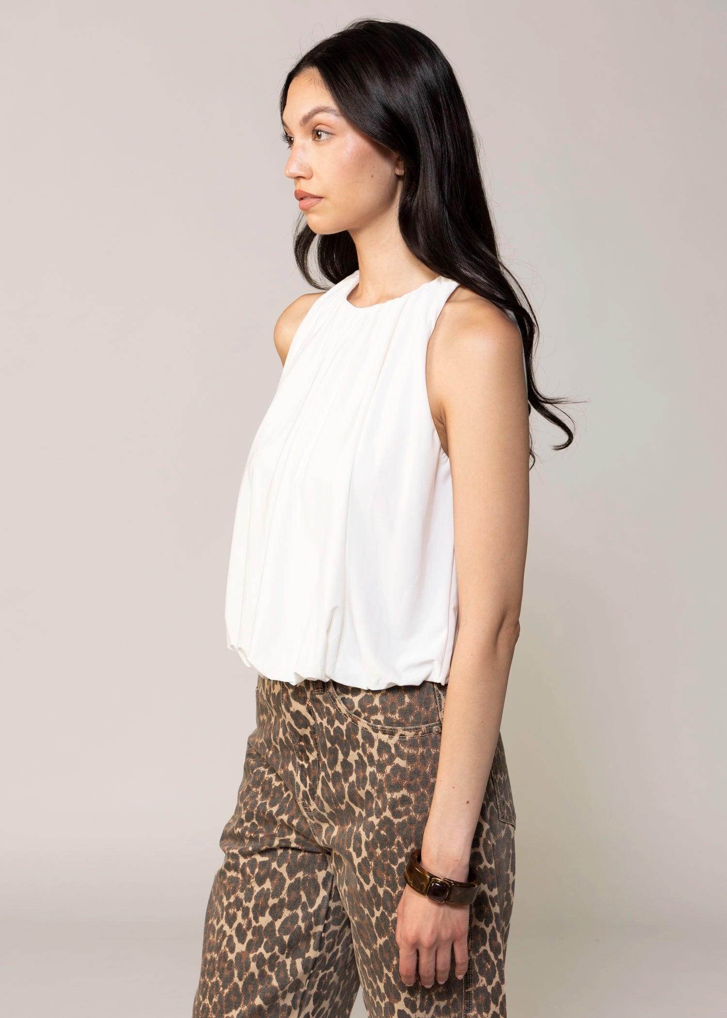 swatch-Off White bubble hem tank