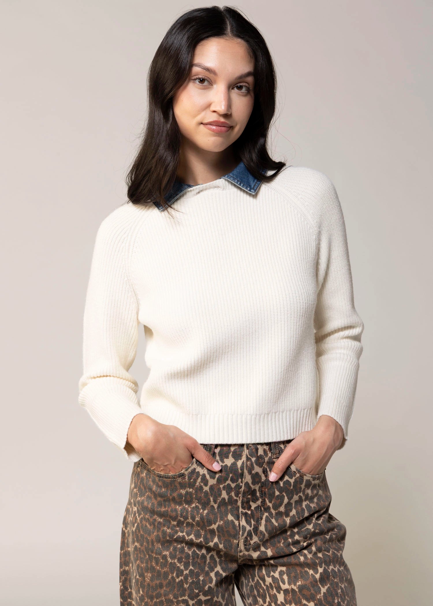 swatch_Ivory central park west nash denim collar sweater