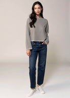 swatch_Charcoal waffle knit long sleeve tshirt