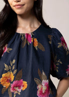 swatch_Navy Multi floral print flowy blouse