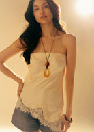 swatch_Ecru elodie the label lacey strapless top