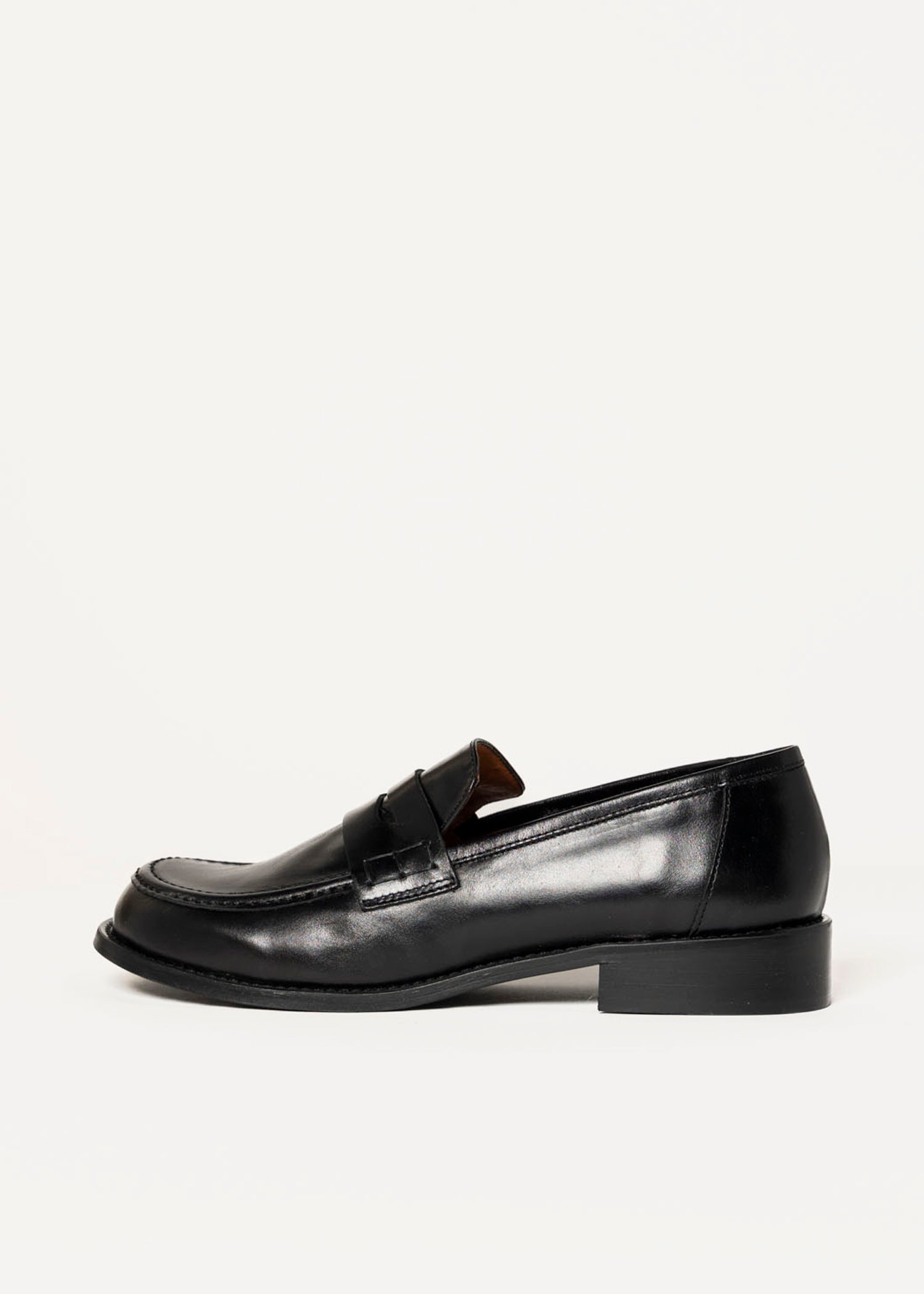 swatch_Black Leather louisa penny loafer flat shoes
