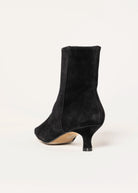 swatch_black suede cleo kitten heel bootie ankle boots