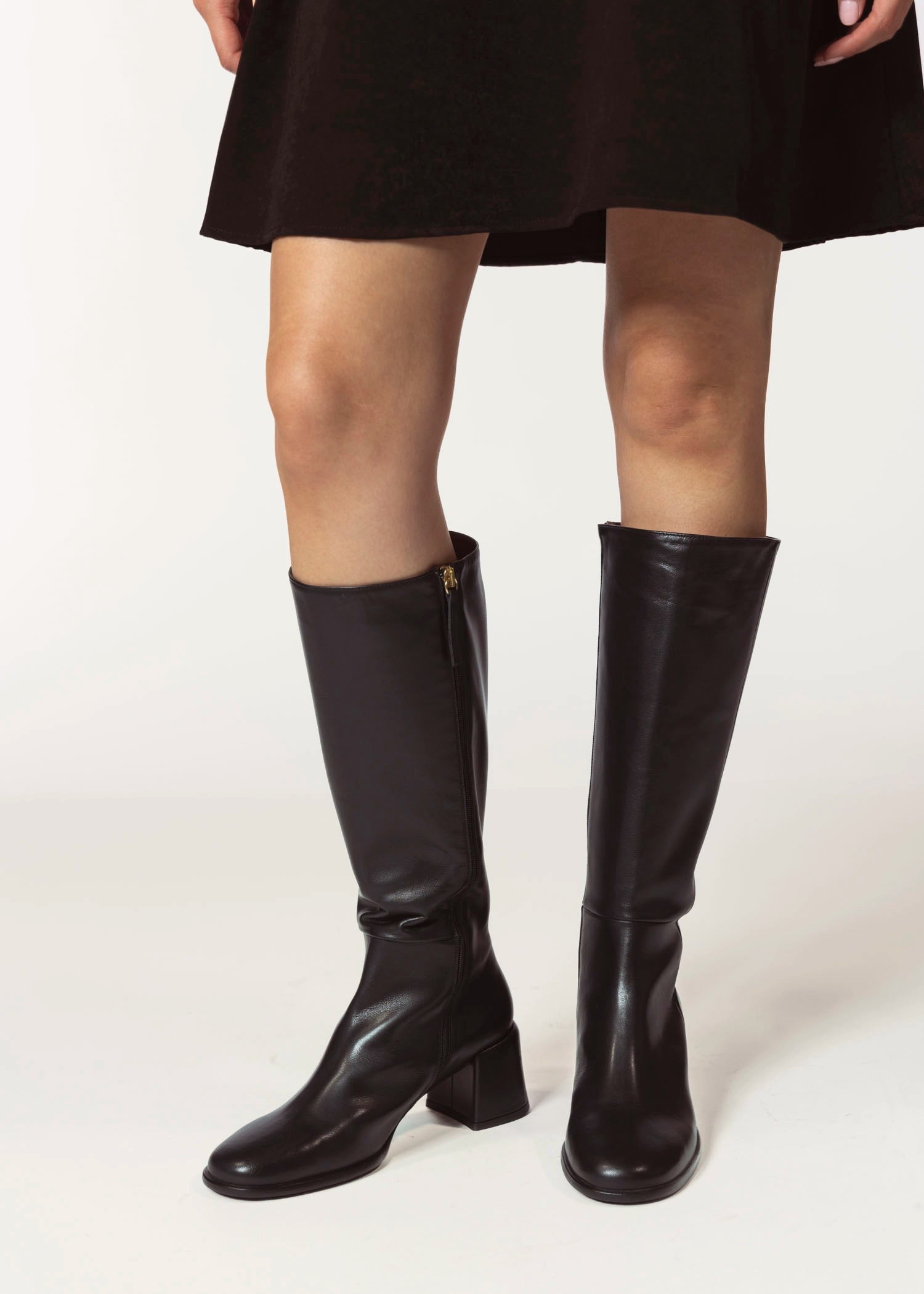 swatch_black leather ytita knee-high boot boots