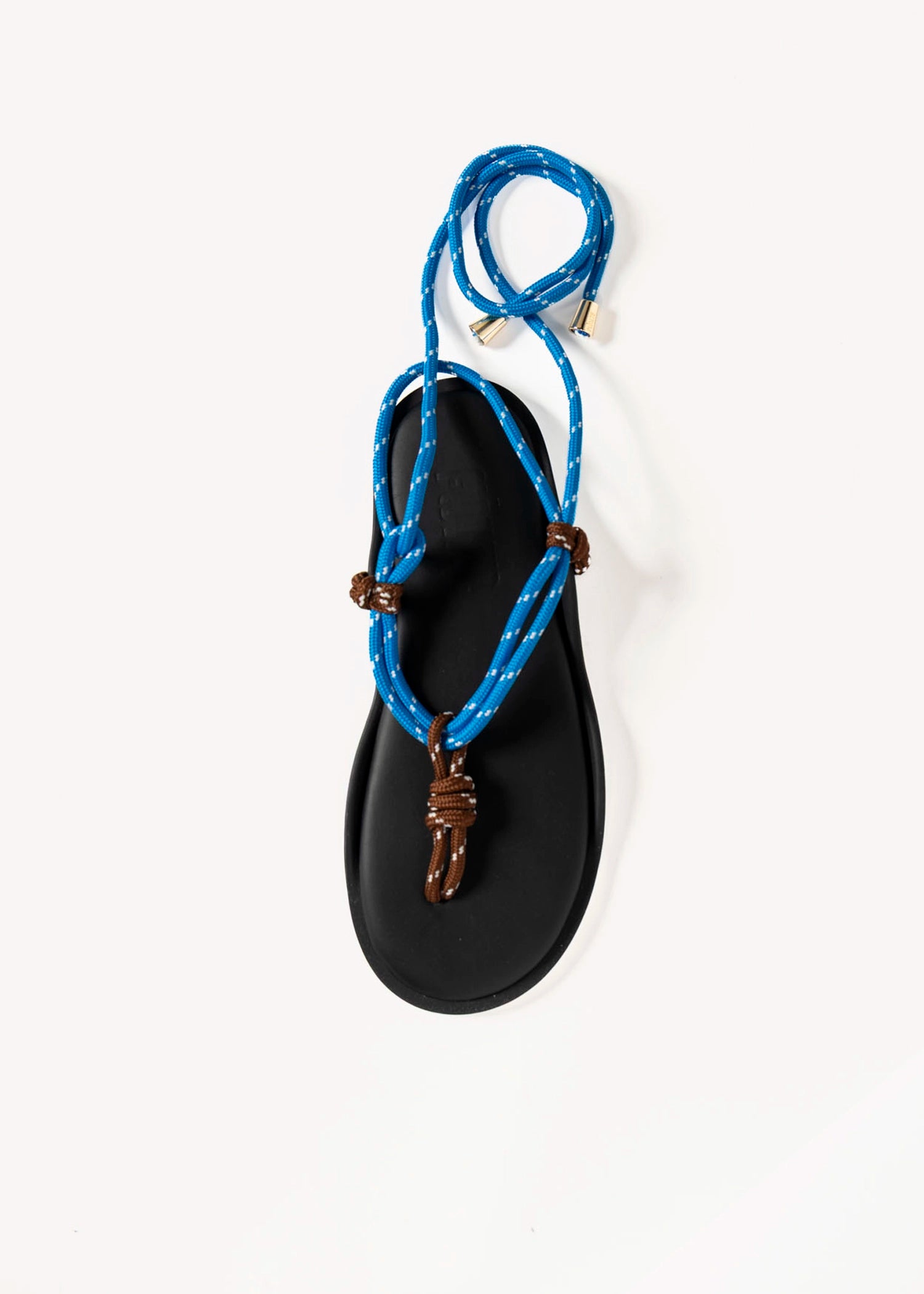 swatch_brown/blue flo twin tie up sandal flat sandals