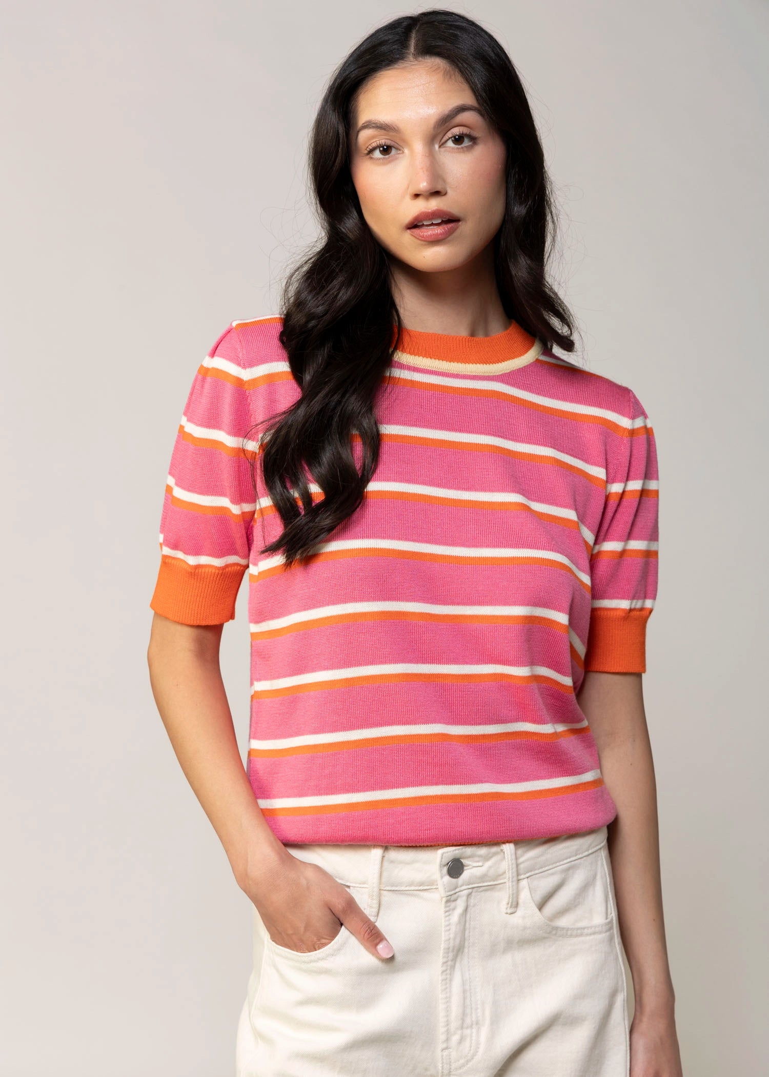 swatch_Rose striped knit tshirt
