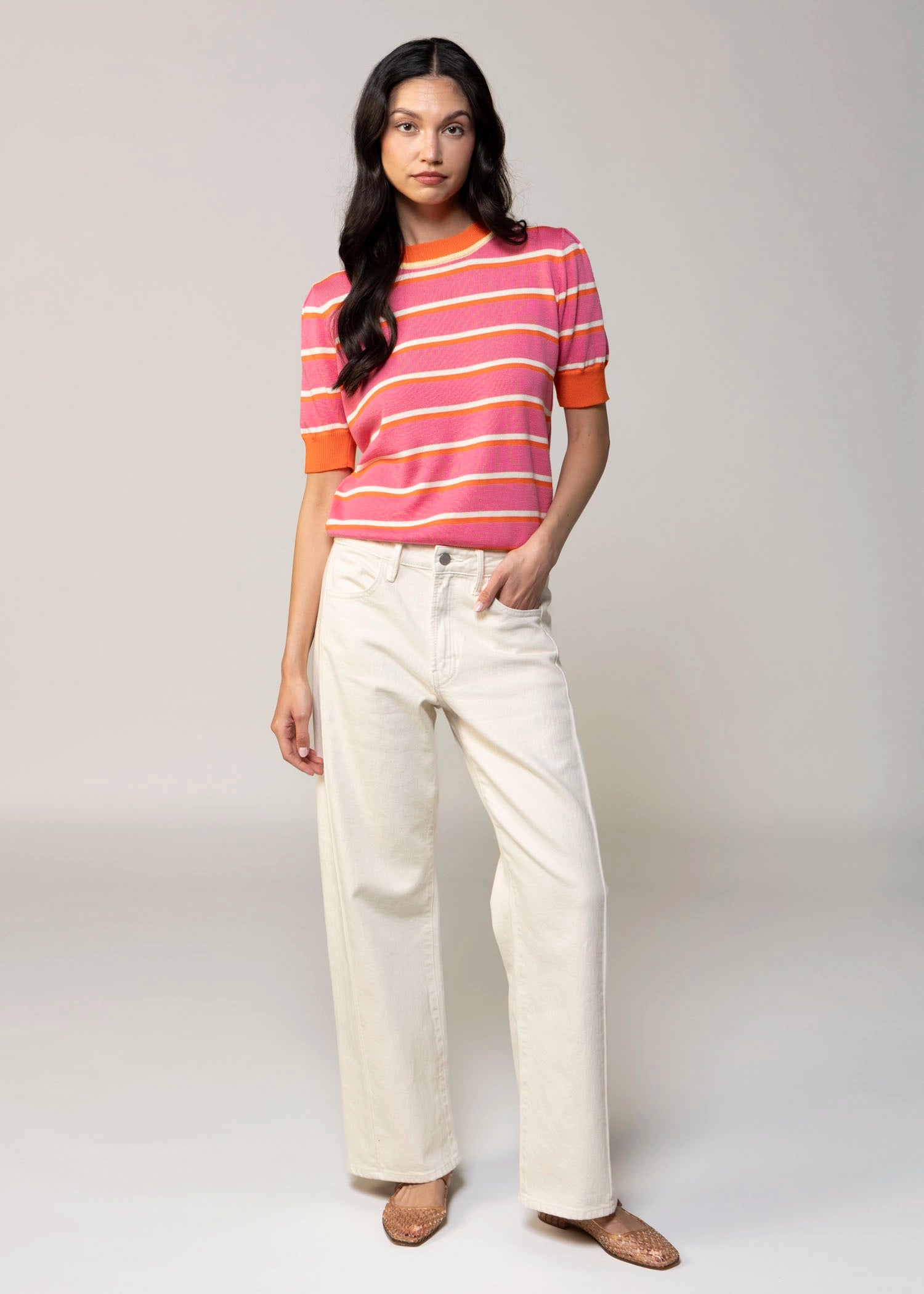 swatch_Rose striped knit tshirt