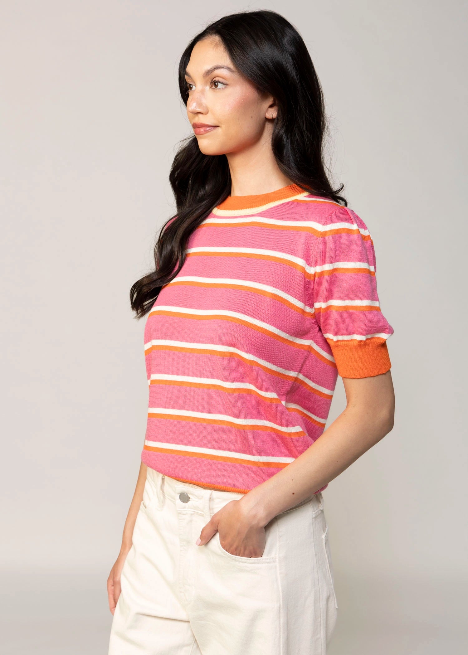 swatch_Rose striped knit tshirt